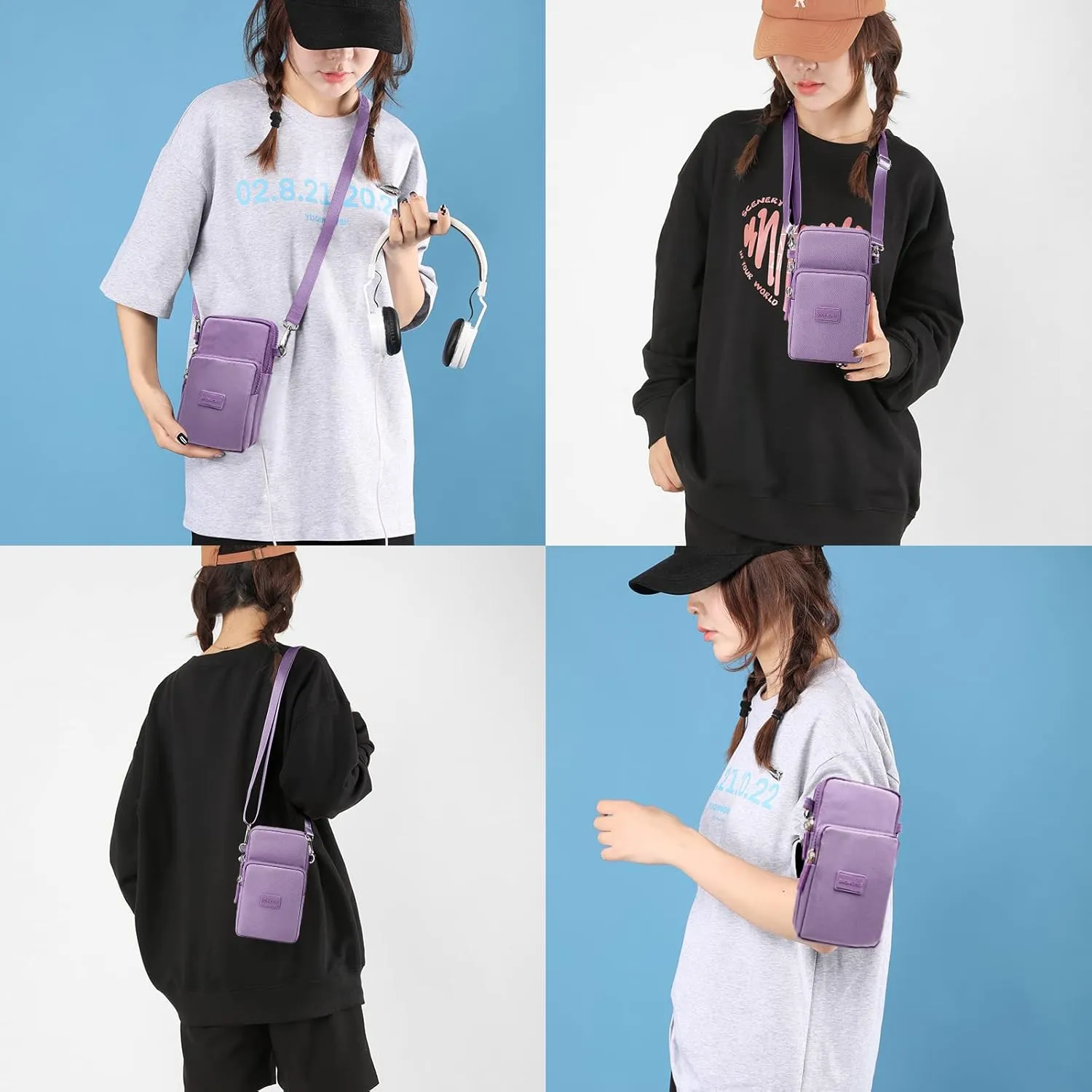 YINHEXI Small Crossbody Bags for Women Trendy, Mini Triple Compartment Cell Phone Crossbody Wallet Purses