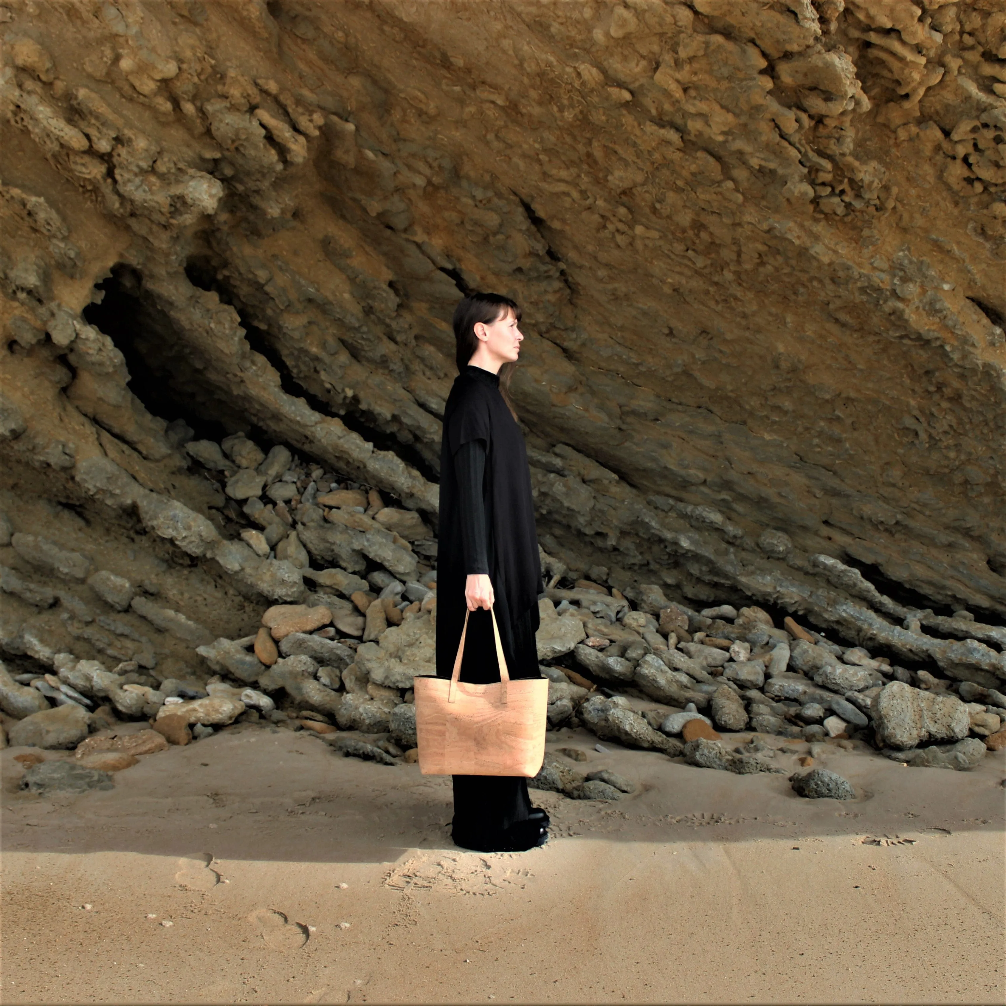 Zeta Cork Vegan Tote Bag | Beige