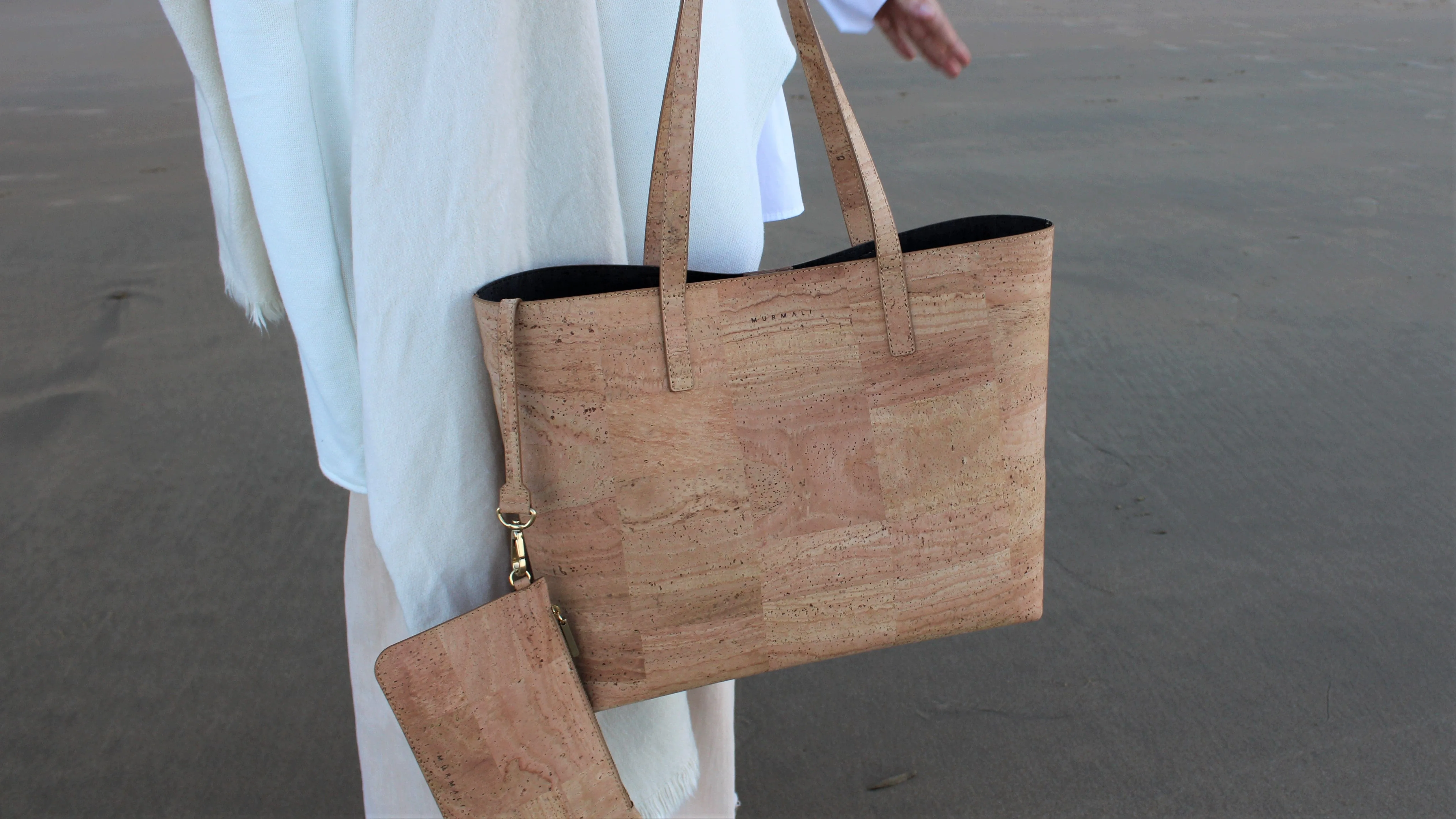 Zeta Cork Vegan Tote Bag | Beige