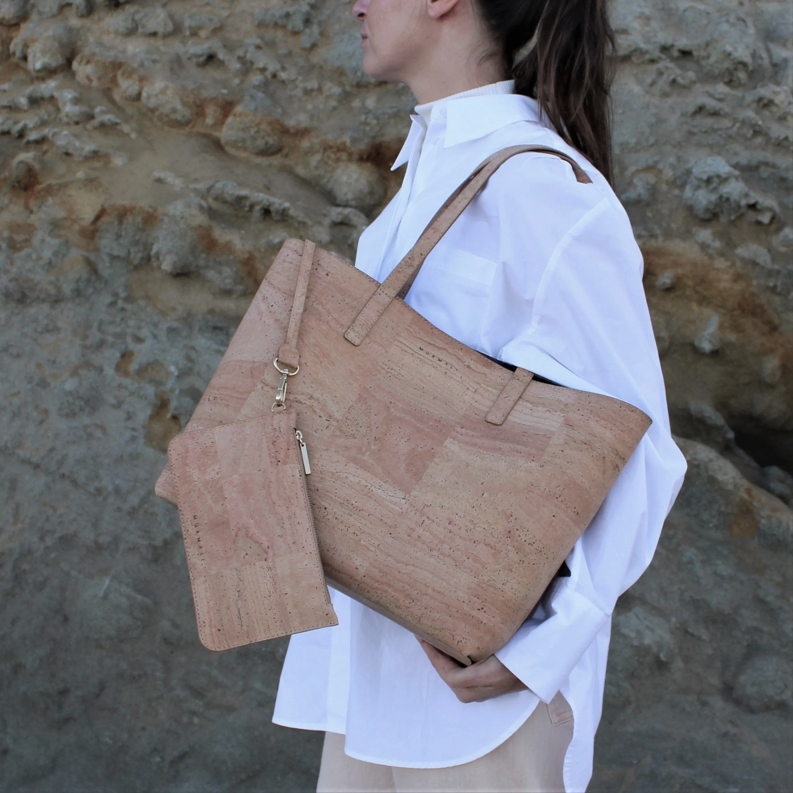 Zeta Cork Vegan Tote Bag | Beige